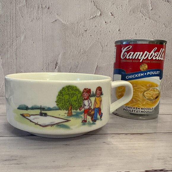 Vintage Retro 1980's Soup Bowl Mug with Kids Playing Summer Picnic  (SKU: 159MI) - Picture 1 of 4